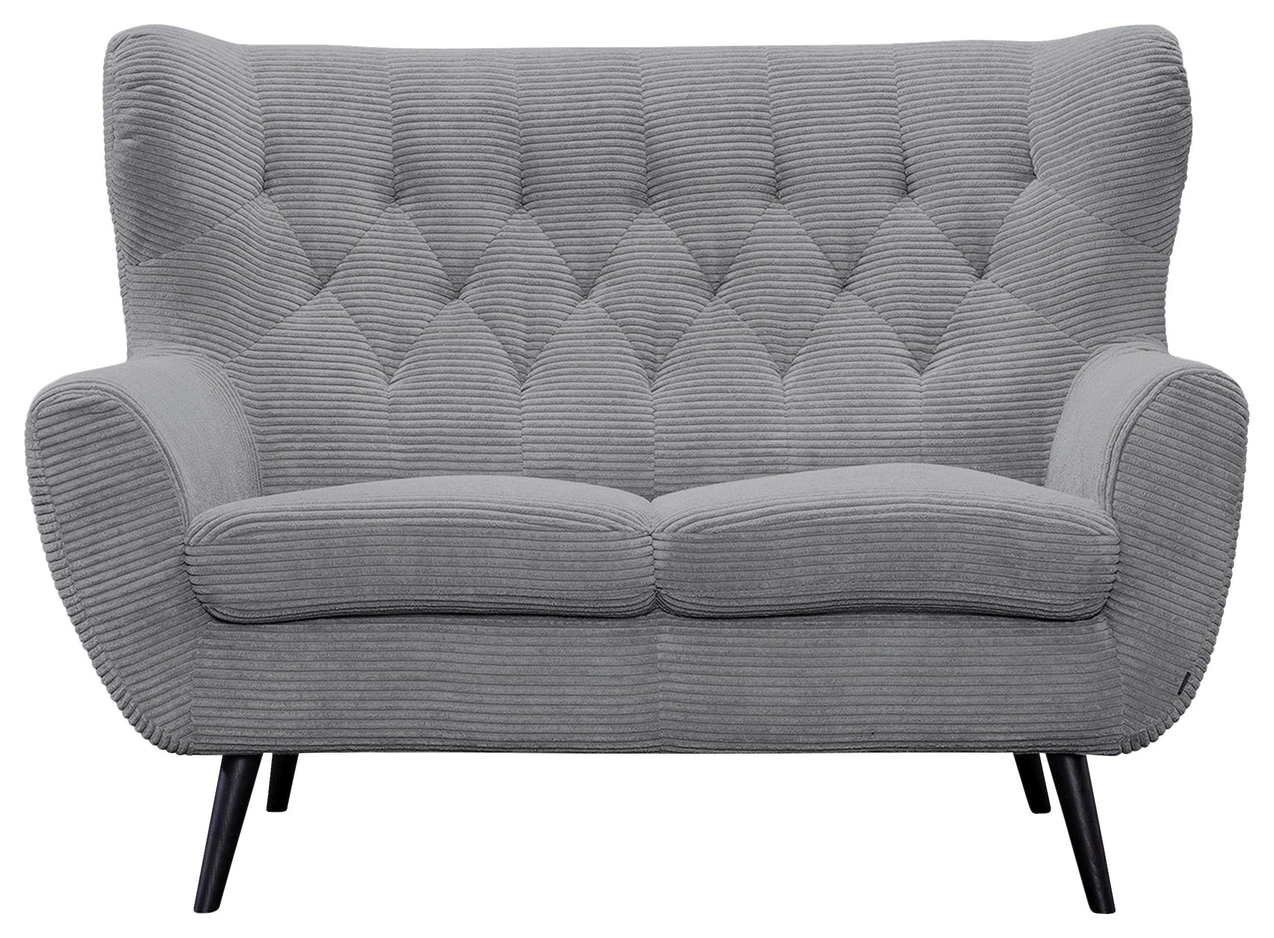 2-SITZER-SOFA Cord Hellgrau  - Hellgrau/Schwarz, Design, Holz/Textil (137/101/95cm) - Stylife