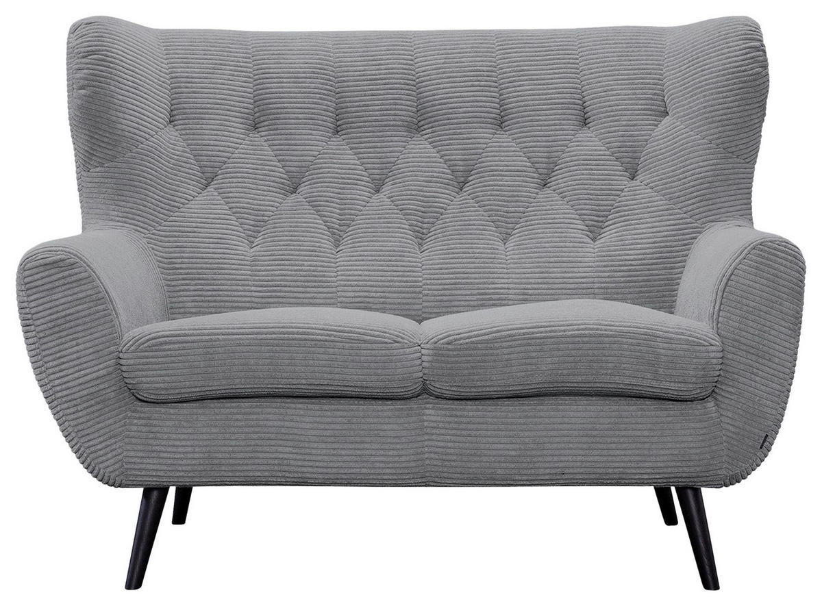 2-SITZER-SOFA Cord Hellgrau  - Hellgrau/Schwarz, Design, Holz/Textil (137/101/95cm) - Stylife