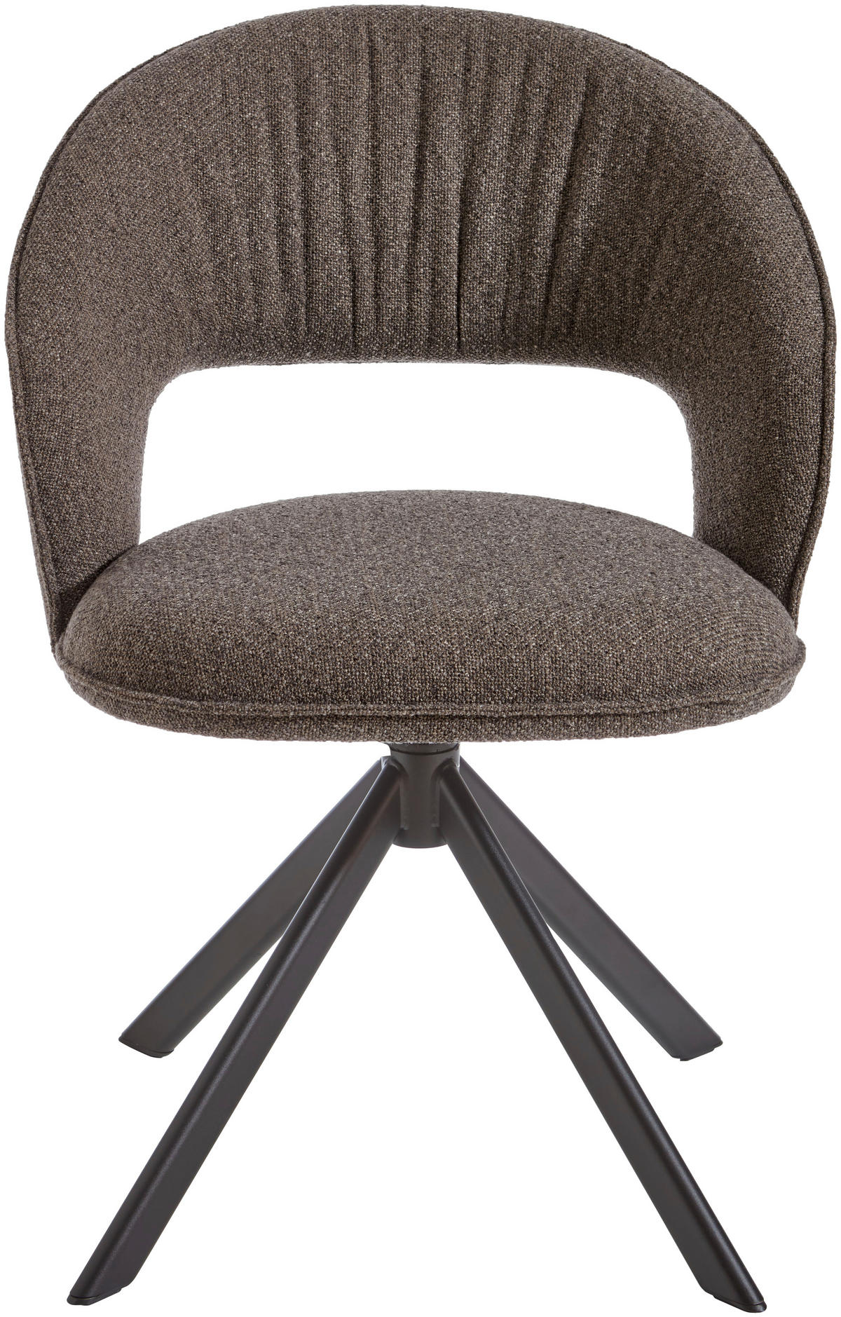 STUHL  Stoffauswahl, Sitzfläche 360° drehbar Bouclé  - Schwarz/Braun, Basics, Textil/Metall (60/88,5/64cm) - Celina Home