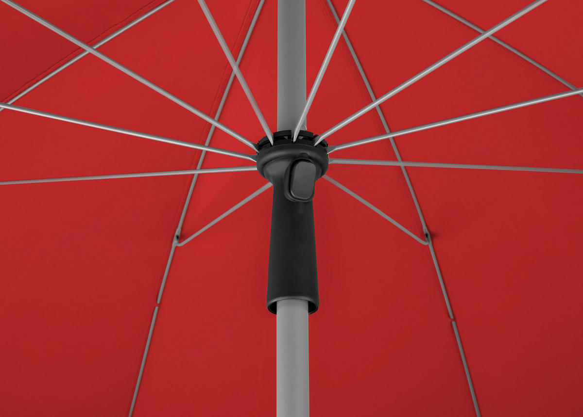 SONNENSCHIRM   - Silberfarben/Rot, Basics, Textil/Metall (220/231/220cm) - Schneider