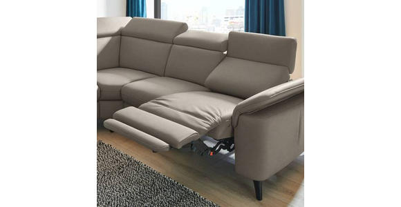 ECKSOFA in Echtleder Graubraun  - Graubraun/Schwarz, Design, Leder/Metall (239/289cm) - Cantus