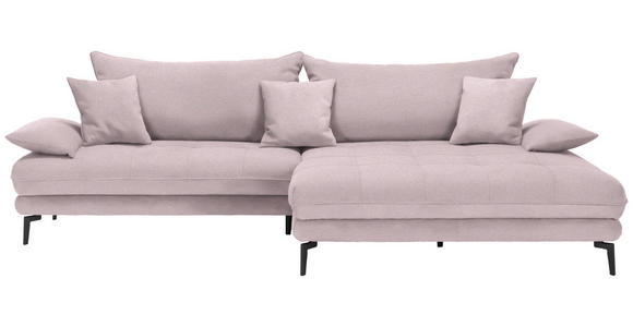 ECKSOFA in Mikrofaser Altrosa 292/176 cm - Schwarz/Altrosa, MODERN, Textil/Metall (292/176cm) - Carryhome