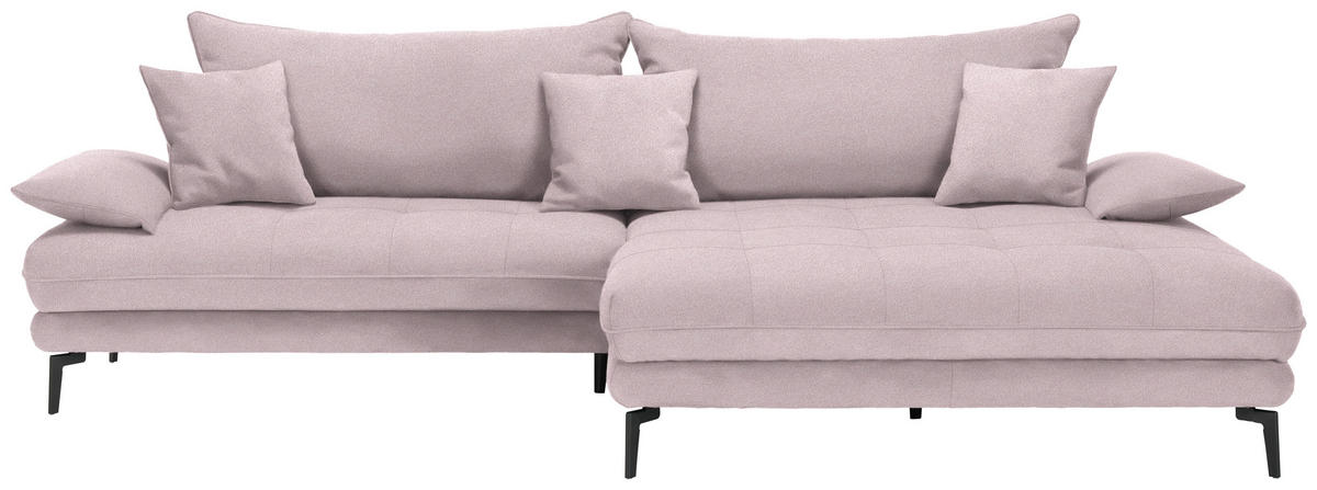 ECKSOFA in Mikrofaser Altrosa  292/176 cm  - Schwarz/Altrosa, MODERN, Textil/Metall (292/176cm) - Carryhome