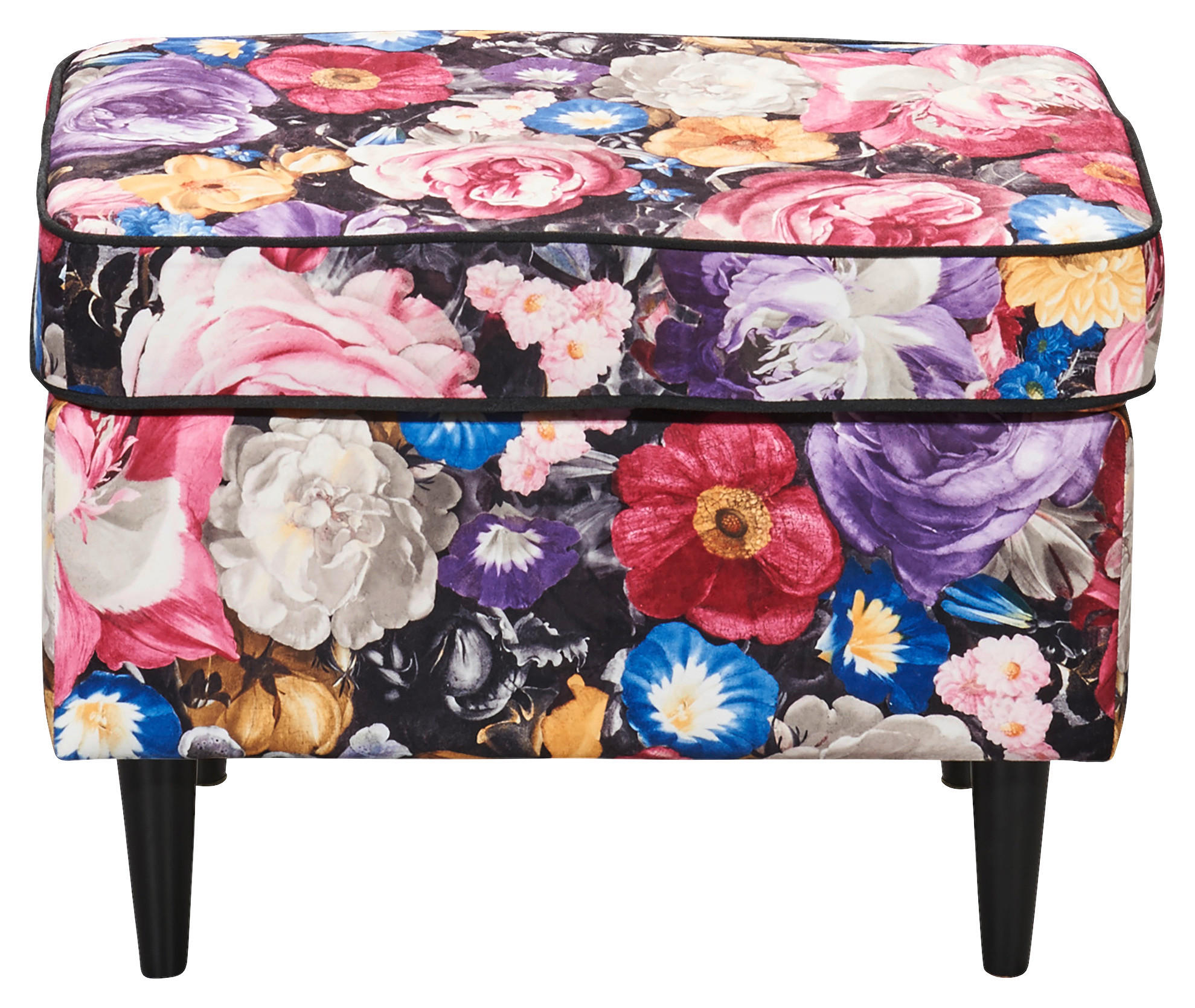 Thumbnail - Mid.you Hocker, Mehrfarbig, Textil, Buche, rechteckig, 63x43x42 cm, Made in EU, Wohnzimmer, Hocker, Sitzhocker