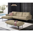 ECKSOFA in Echtleder Beige  - Beige/Schwarz, Design, Leder/Metall (182/325cm) - Valnatura