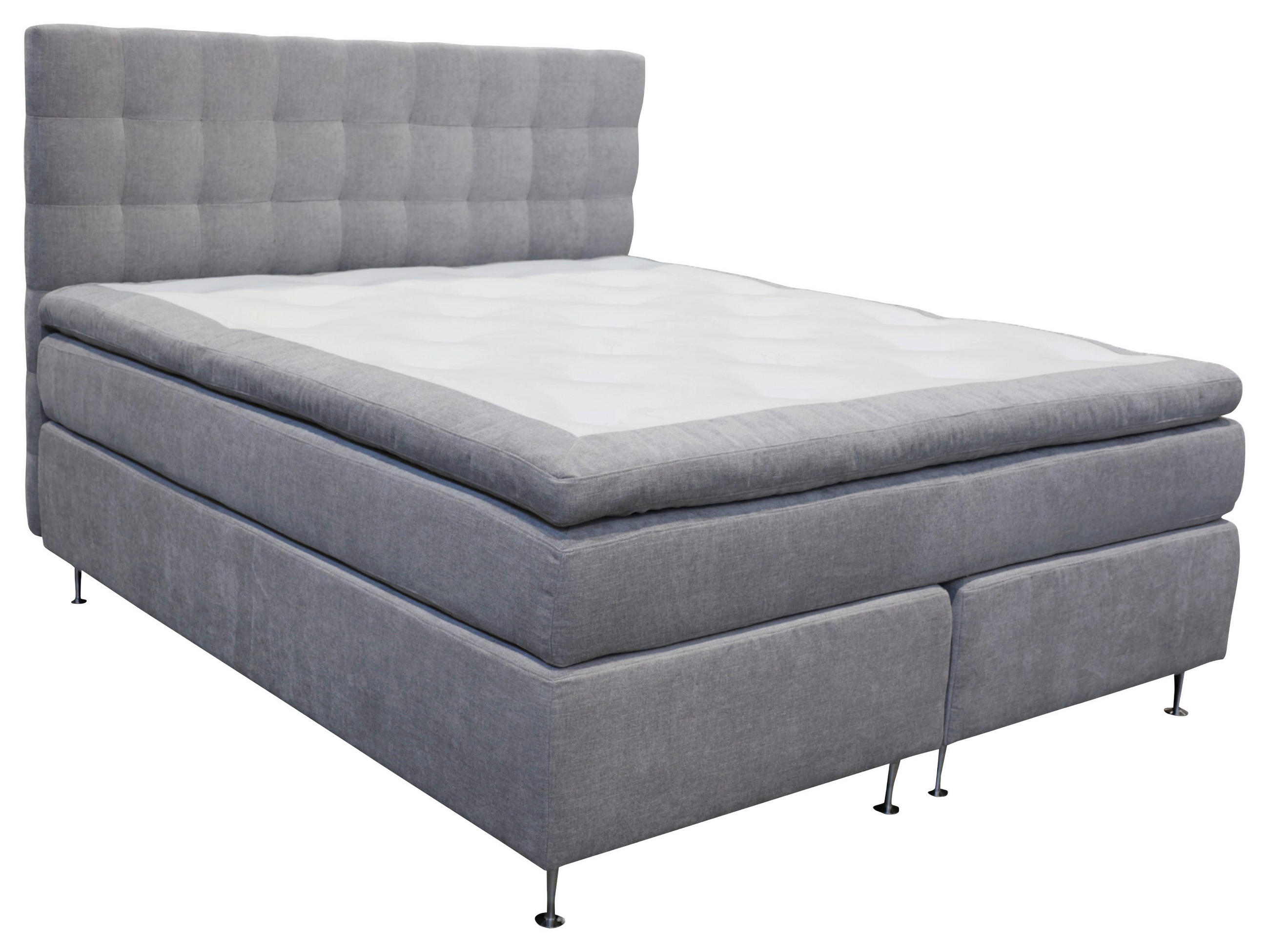KONTINENTALSÄNG 180/200 cm  i grå  - grå, Klassisk, metall/trä (180/200cm) - Cassando