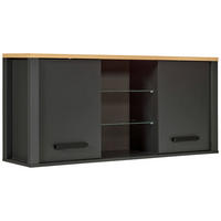 KÜCHENOBERSCHRANK 130,3/57,5/33 cm  in Anthrazit, Eiche Artisan  - Anthrazit/Schwarz, MODERN, Glas/Holzwerkstoff (130,3/57,5/33cm) - home24