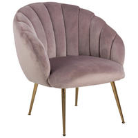 SESSEL in Samt Rosa  - Messingfarben/Rosa, Design, Textil/Metall (76/81/76cm) - Ambia Home