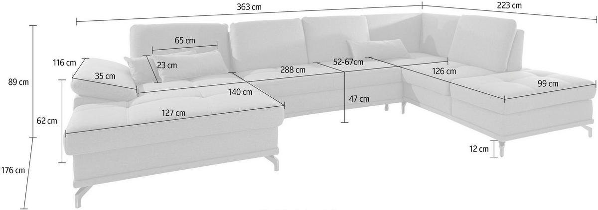 WOHNLANDSCHAFT  in Flachgewebe Taupe  - Taupe/Silberfarben, KONVENTIONELL, Textil/Metall (176/363/223cm) - Sit & More