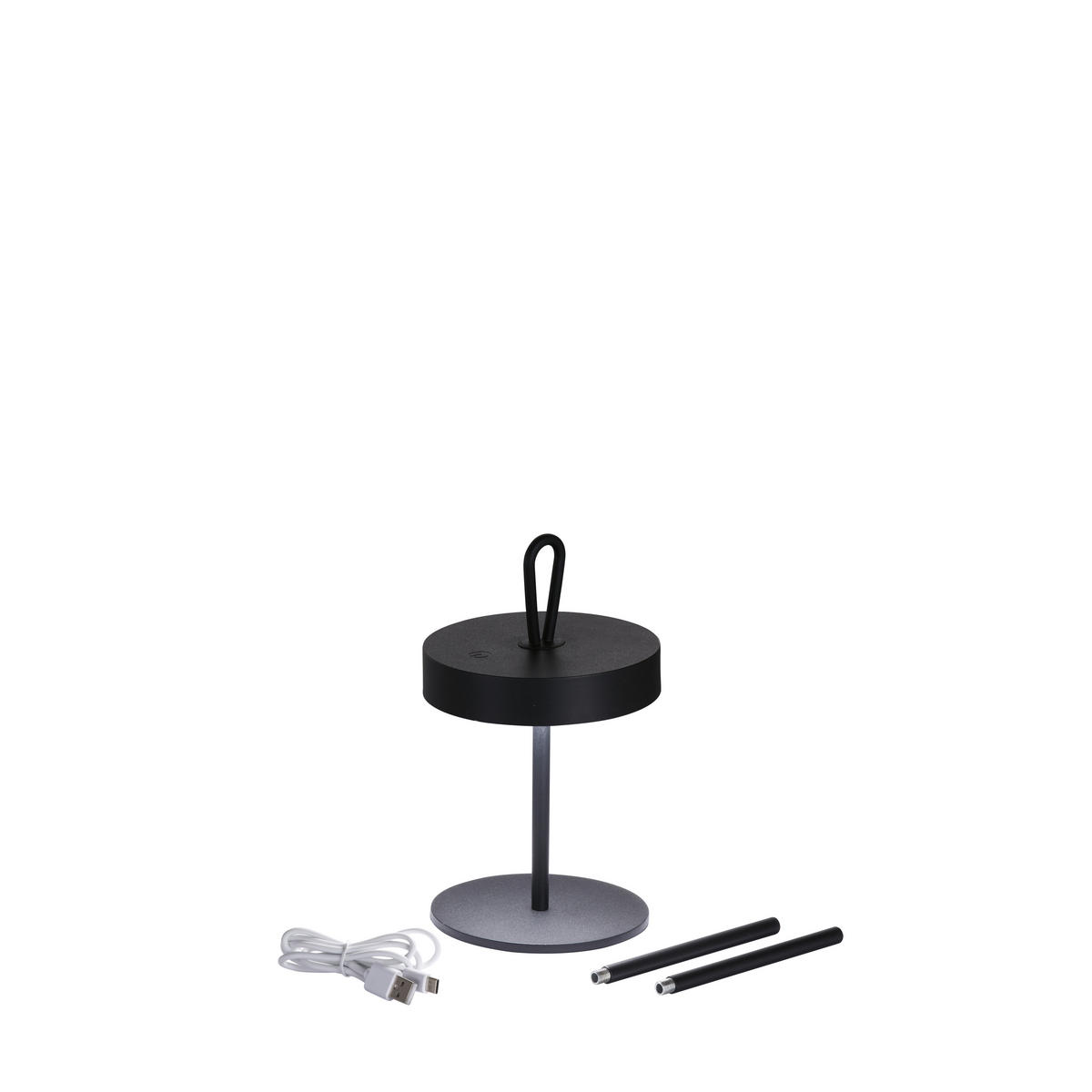 AKKU-TISCHLEUCHTE Dordb 12,8/46,6 cm   - Schwarz, KONVENTIONELL, Metall (12,8/46,6cm)