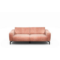 2,5-SITZER Samt Rosa  - Schwarz/Rosa, Design, Textil/Metall (220/86/86-94cm) - SENSOO