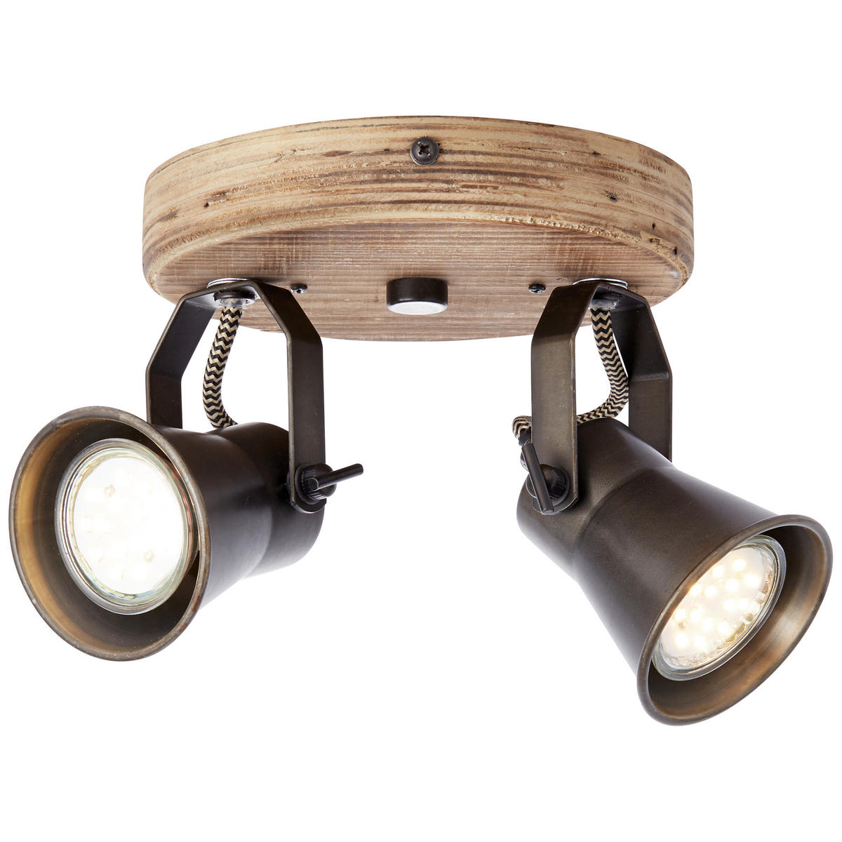 DECKENLEUCHTE    16/13/23 cm  - Schwarz, Natur, Holz/Metall (16/13/23cm) - Brilliant