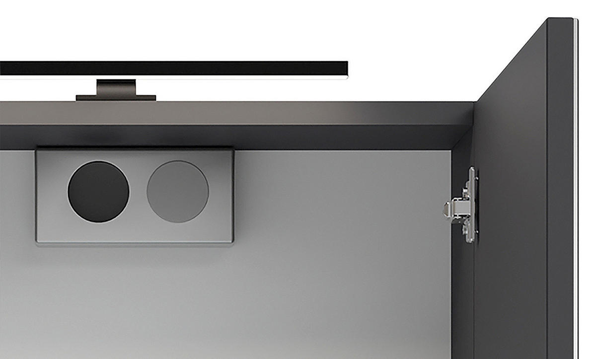 SPIEGELSCHRANK 50/60/20 cm  - Anthrazit, MODERN, Glas/Holzwerkstoff (50/60/20cm) - MID.YOU