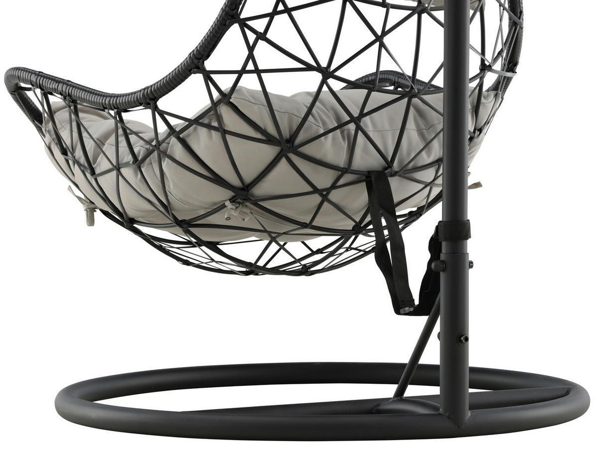 HÄNGESESSEL 95/196/95 cm  - Schwarz/Grau, KONVENTIONELL, Kunststoff/Textil (95/196/95cm) - Gardenson