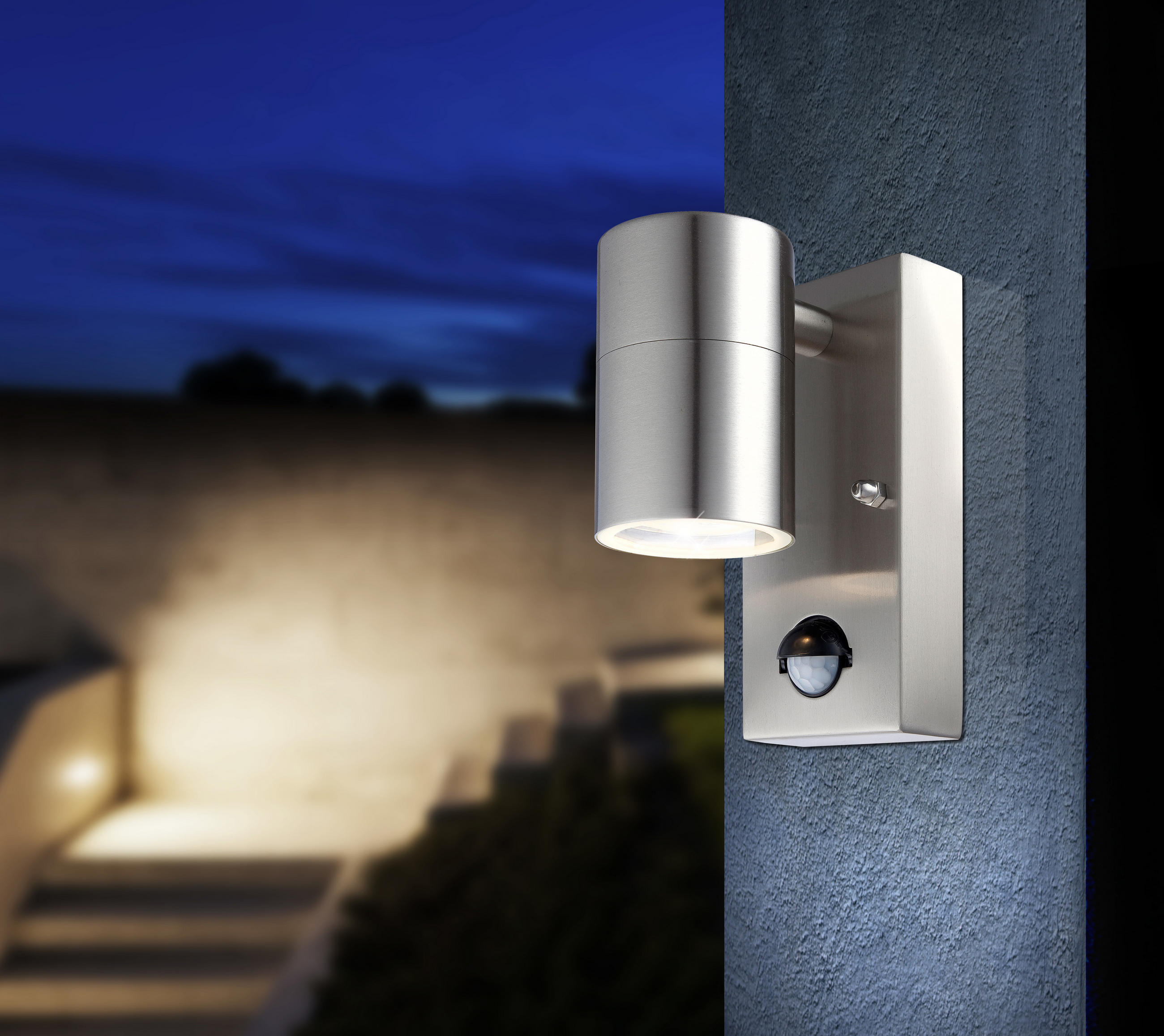 AUßENWANDLEUCHTE 7/11/15 cm   - Klar/Edelstahlfarben, Design, Glas/Metall (7/11/15cm) - Globo
