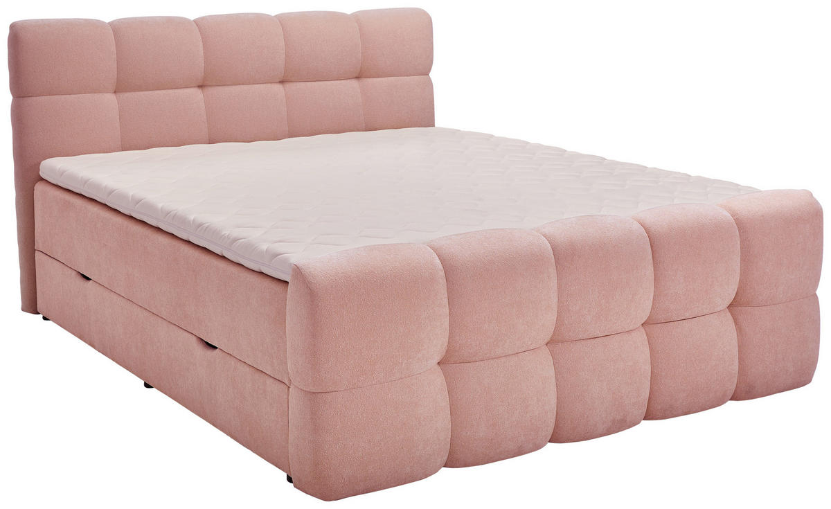 BOXBETT 180/200 cm  in Rosa  - Schwarz/Rosa, Design, Holz/Kunststoff (180/200cm) - Moderano