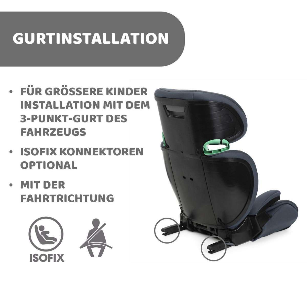 KINDERAUTOSITZ   - Graublau/Dunkelgrau, Basics (44/64/88/40cm) - Chicco