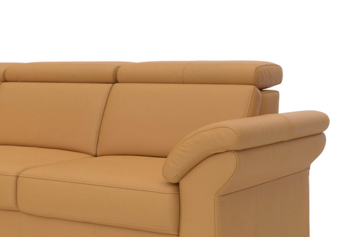 ECKSOFA 194/245 cm ARNGAST E in Echtleder Currygelb Kopfteilverstellung  194/245 cm  - Chromfarben/Currygelb, Basics, Leder/Textil (194/245cm) - Sit & More