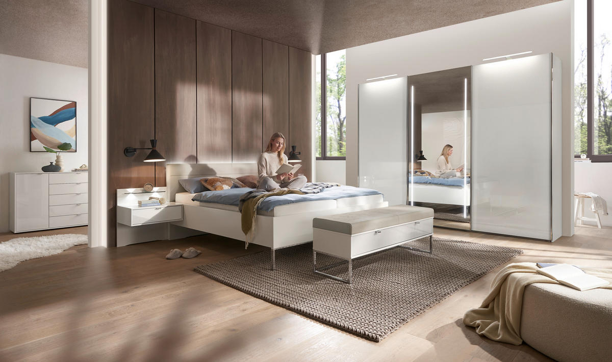 BETTANLAGE - Champagner/Weiß, Design, Glas/Textil (180/200cm) - Dieter Knoll