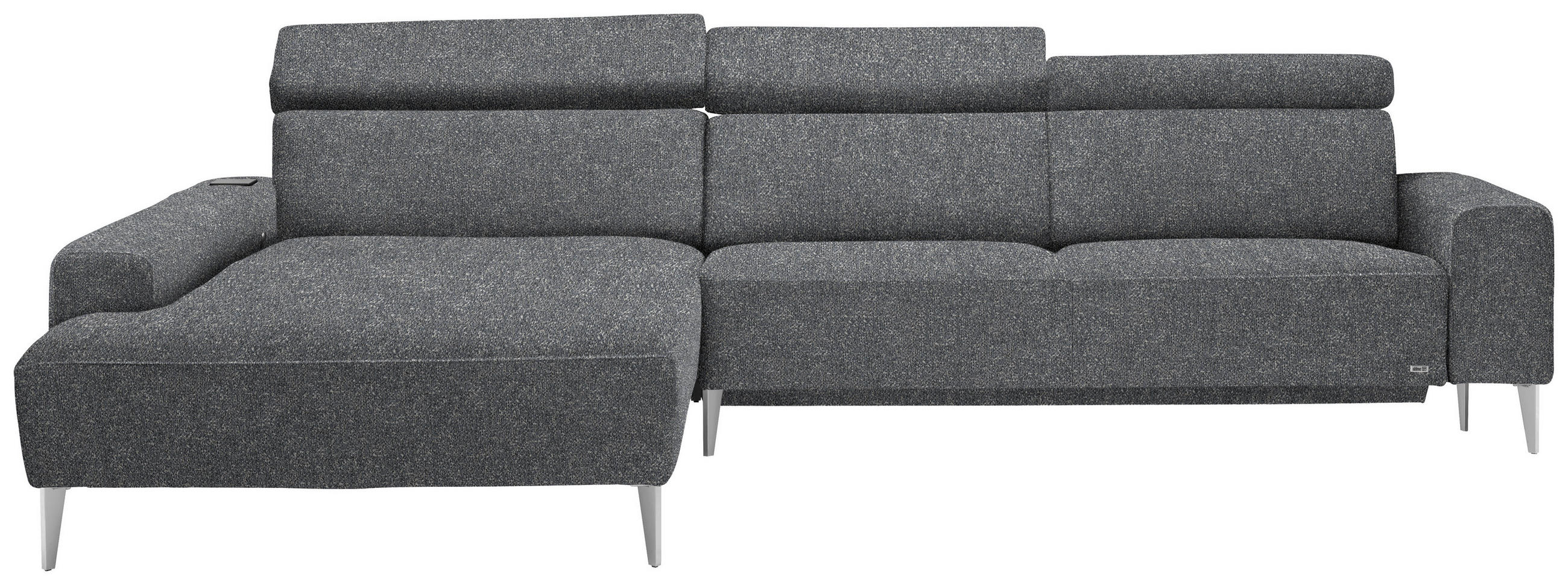ECKSOFA  in Mikrovelours Grau  205/308 cm  - Alufarben/Grau, Design, Textil/Metall (205/308cm) - Sedda