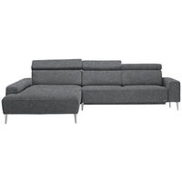 ECKSOFA  in Mikrovelours Grau  205/308 cm  - Alufarben/Grau, Design, Textil/Metall (205/308cm) - Sedda