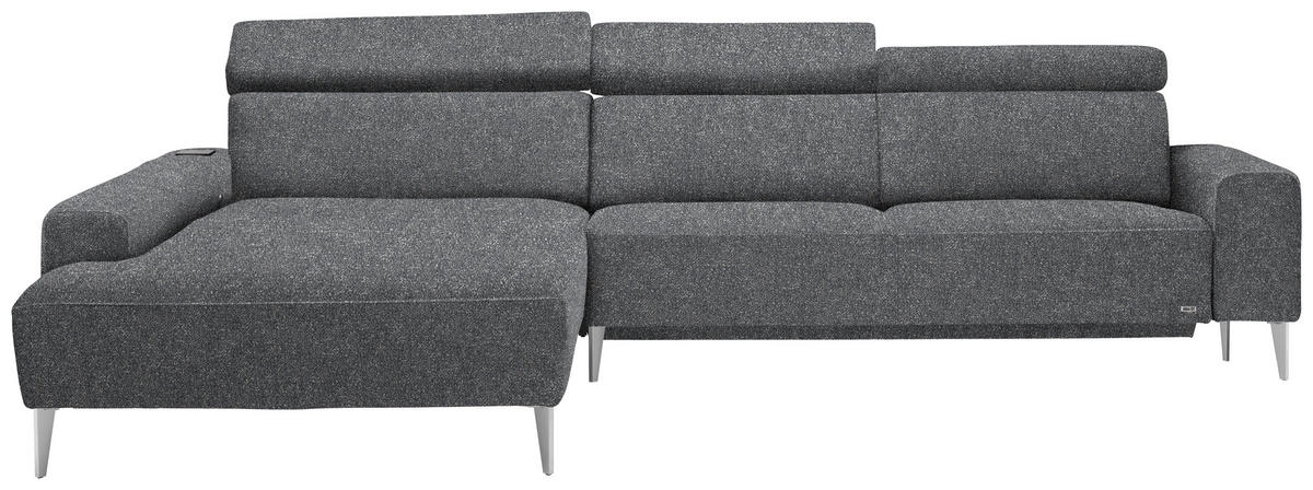 ECKSOFA  in Mikrovelours Grau  205/308 cm  - Alufarben/Grau, Design, Textil/Metall (205/308cm) - Sedda