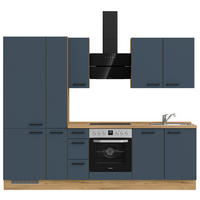 KÜCHENLEERBLOCK 270 cm   in Blau, Eichefarben  - Blau/Eichefarben, MODERN, Holzwerkstoff/Metall (270cm) - Nobilia
