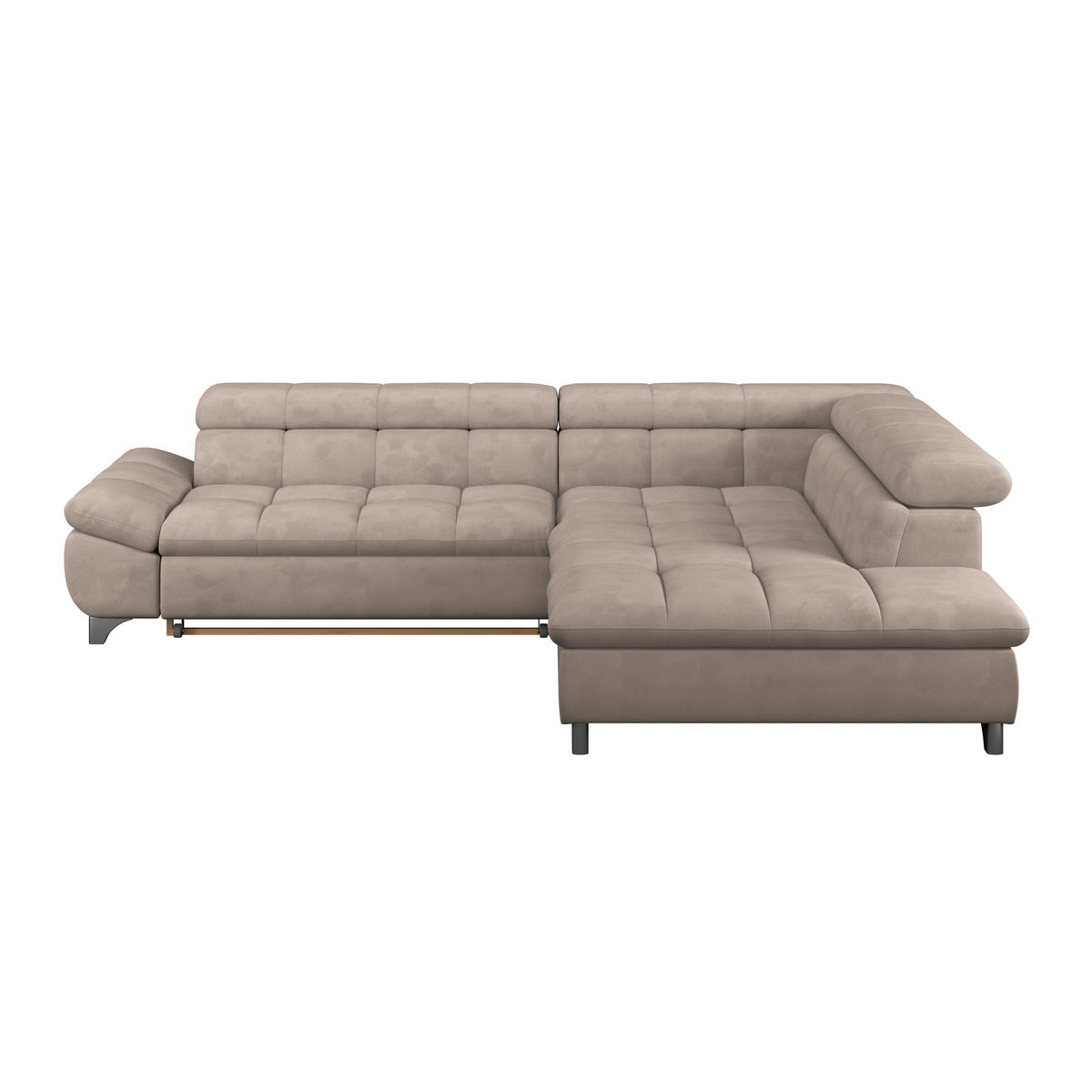 ECKSOFA Beige Chenille  - Chromfarben/Beige, KONVENTIONELL, Textil/Metall (312/234cm) - Livetastic