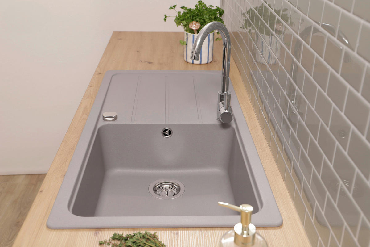 SPÜLE AUSTIN100X50G  - Grau, Design, Stein (100/20/50cm) - Respekta