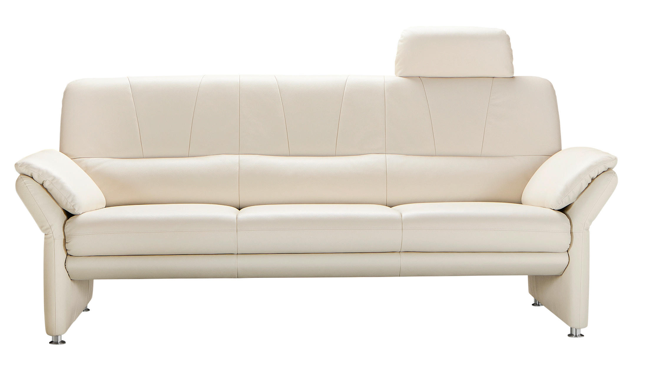 3-SITZER-SOFA in Echtleder Beige - Chromfarben/Beige, Design, Leder/Metall (202/227/90/89cm) - Horst AG