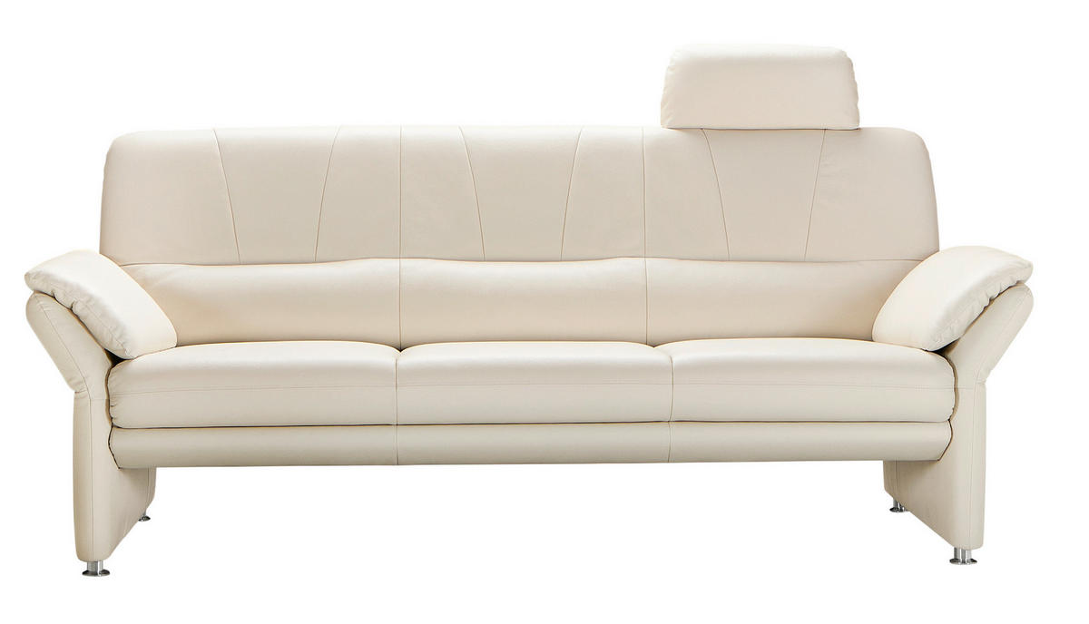 3-SITZER-SOFA in Echtleder Beige  - Chromfarben/Beige, Design, Leder/Metall (202/227/90/89cm) - Horst AG