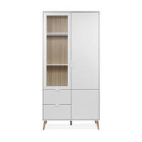 VITRINE in Weiß, Eichefarben  - Eichefarben/Weiß, Design, Glas/Holzwerkstoff (92/190/40cm) - MID.YOU