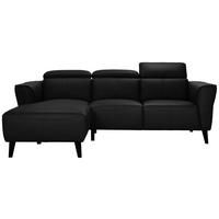 ECKSOFA Schwarz Echtleder  - Schwarz, KONVENTIONELL, Leder/Holz (223/92,5/173cm) - MID.YOU