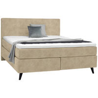 BOXSPRINGBETT 200/200 cm  in Beige  - Beige/Schwarz, Konventionell, Holz/Textil (200/200cm) - Voleo