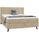 BOXSPRINGBETT 180/200 cm  in Beige  - Beige/Schwarz, KONVENTIONELL, Holz/Textil (180/200cm) - Voleo