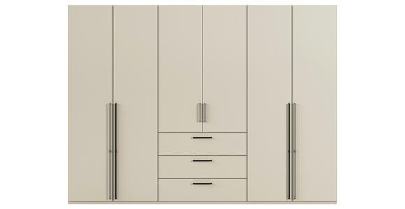 DREHTÜRENSCHRANK 301/235/61 cm,  in Champagner, 6-türig  - Champagner/Schwarz, Basics, Holzwerkstoff/Metall (301/235/61cm) - Novel