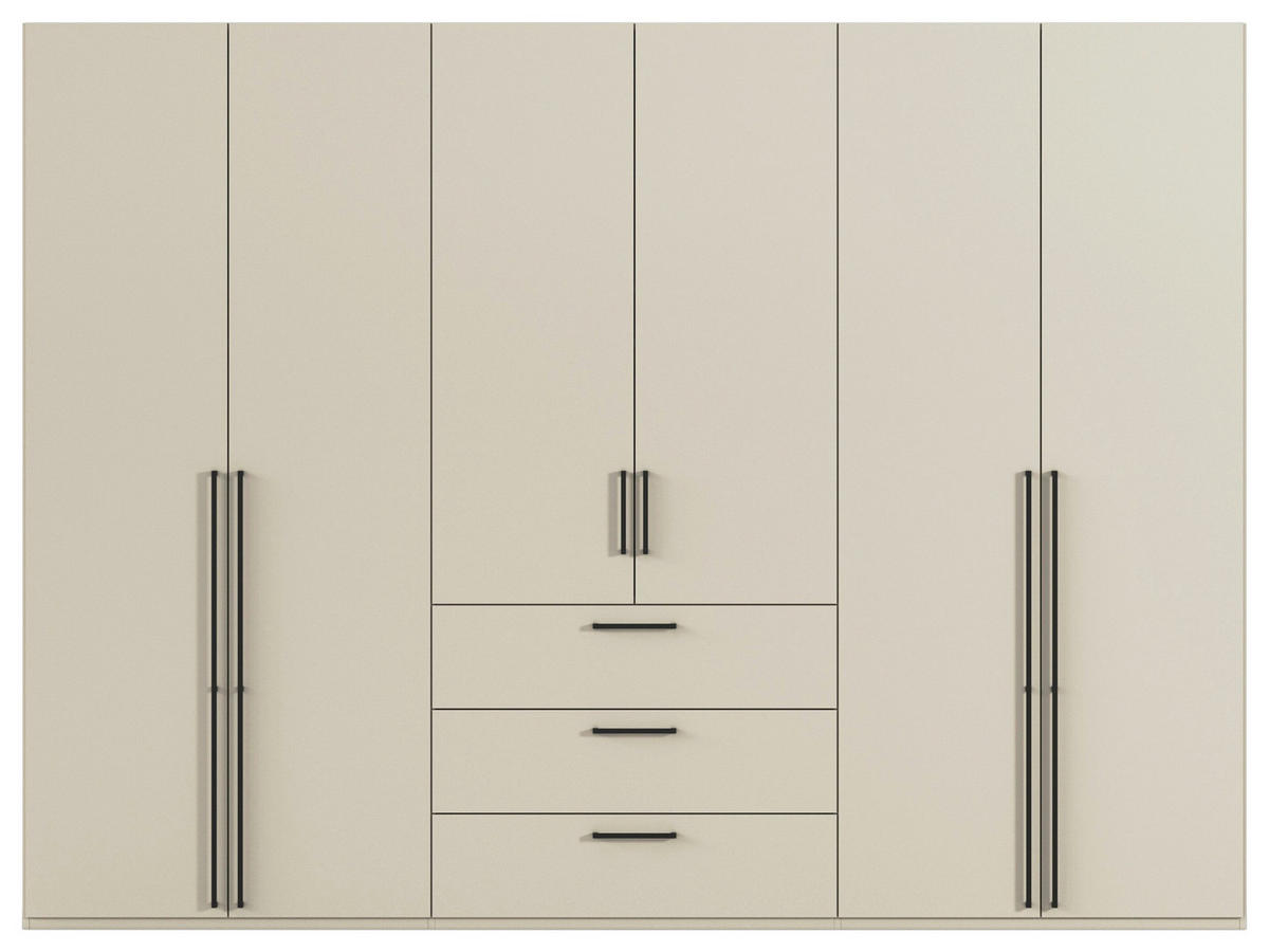DREHTÜRENSCHRANK 301/235/61 cm,  in Champagner, 6-türig  - Champagner/Schwarz, Basics, Holzwerkstoff/Metall (301/235/61cm) - Novel