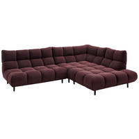 ECKSOFA Ottomane rechts, Eckteil  Bordeaux Feincord  - Bordeaux/Schwarz, Design, Holz/Textil (288/215cm) - Pure Home Lifestyle