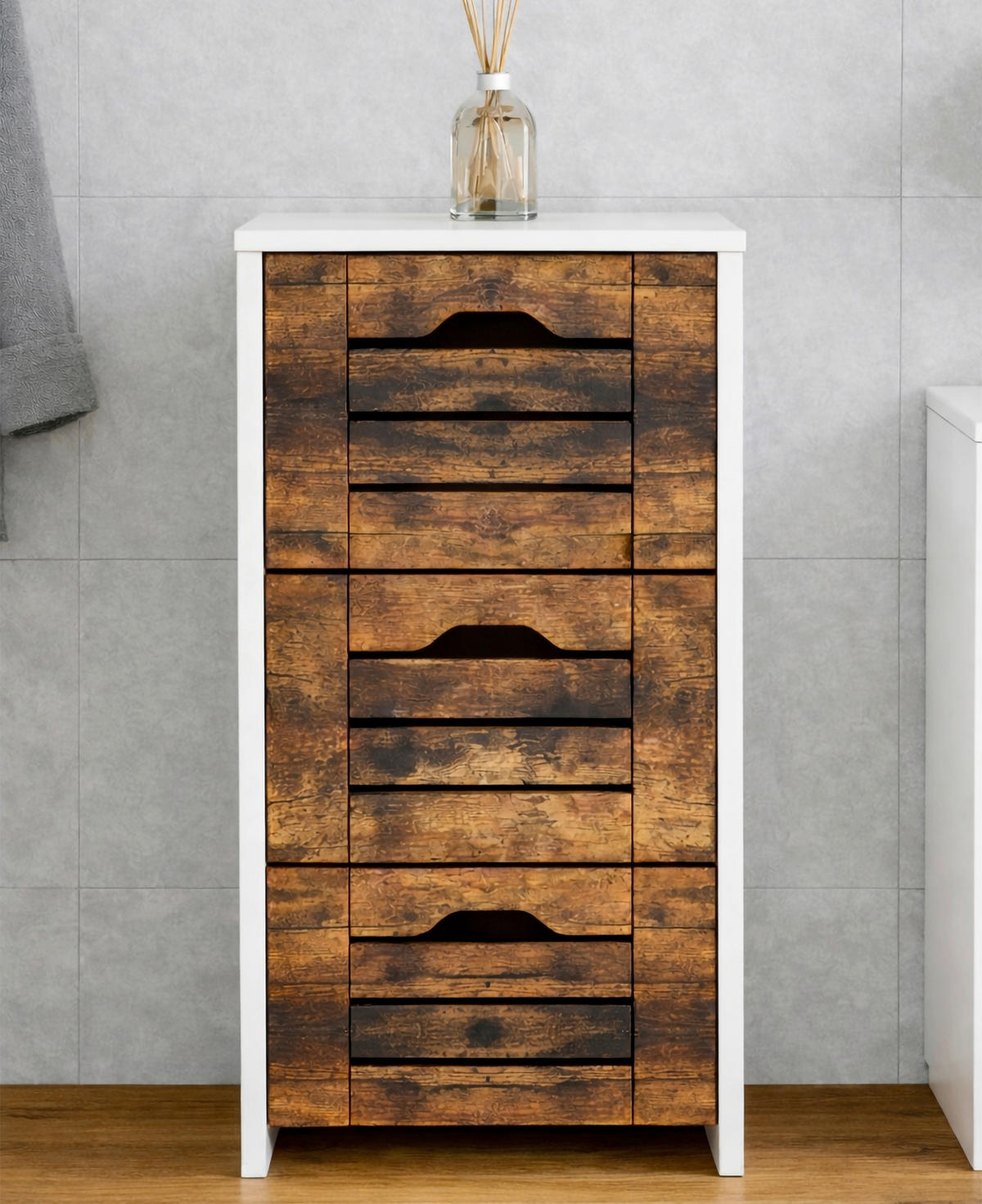 MIDISCHRANK 38/76/28 cm  - Eichefarben/Weiß, Trend, Holzwerkstoff (38/76/28cm) - MID.YOU