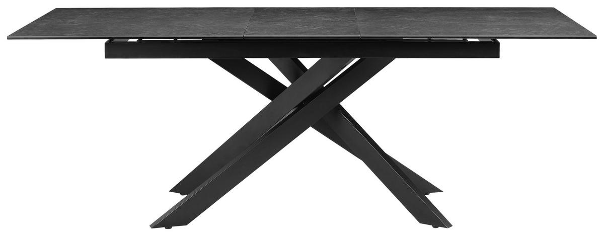 ESSTISCH 168-210/90/76 cm  Metall, Glas, Keramik ausziehbar rechteckig Grau, Schwarz  - Schwarz/Grau, MODERN, Glas/Keramik (168-210/90/76cm) - P & B
