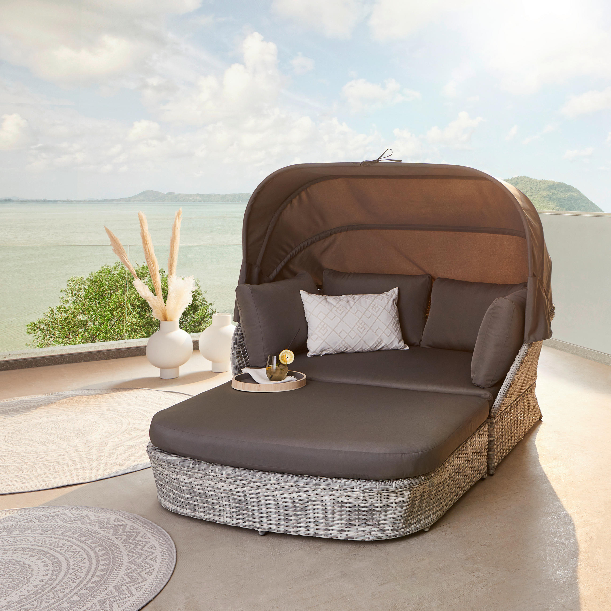 GARTENMUSCHEL 154/137/192 cm Aluminium  - Grau, MODERN, Kunststoff/Textil (154/137/192cm) - Ambia Garden