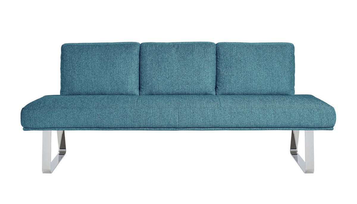SITZBANK 224/92/78 cm  in Hellblau  - Chromfarben/Hellblau, Design, Textil/Metall (224/92/78cm) - Dieter Knoll