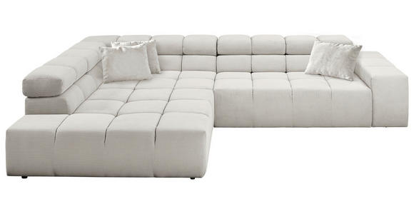 ECKSOFA  in Feincord Weiß  215/319 cm  - Schwarz/Weiß, Design, Kunststoff/Textil (215/319cm) - Hom`in