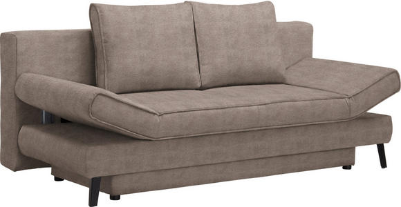 SCHLAFSOFA in Webstoff Taupe - Taupe/Schwarz, Design, Textil/Metall (200/85/90cm) - Xora