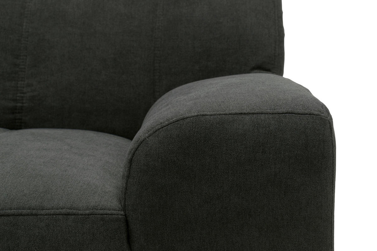 ECKSOFA CAPRI Schwarz Mikrofaser  - Chromfarben/Schwarz, KONVENTIONELL, Textil/Metall (152/239cm) - MID.YOU