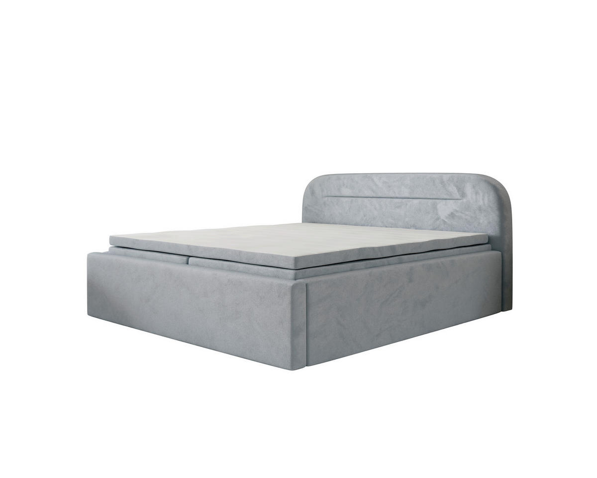 BOXBETT 180/200 cm,  in Grau, Bettkasten, Topper, H2 = mittel  - Grau, MODERN, Textil (180/200cm) - MID.YOU