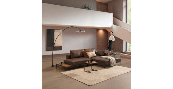 ECKSOFA in Echtleder Dunkelbraun 304/201 cm - Dunkelbraun/Schwarz, Design, Leder/Metall (304/201cm) - Emilio Belluti