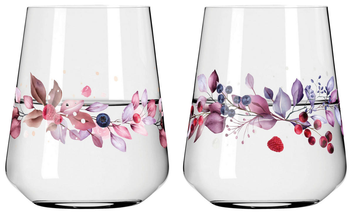 GLÄSERSET Sommersonett  2-teilig  - Pink/Transparent, Design, Glas (9.2/11.0cm) - Ritzenhoff