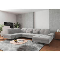 WOHNLANDSCHAFT in Flachgewebe Silberfarben  - Silberfarben/Schwarz, Konventionell, Textil/Metall (231/357/185cm) - Sit & More