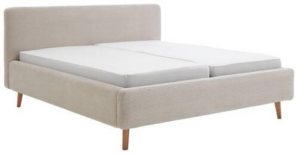 POLSTERBETT gepolstertes Kopfteil, Bettkasten, Lattenroste 180/200 cm  in Beige  - Beige/Naturfarben, Design, Holz/Textil (180/200cm) - Xora